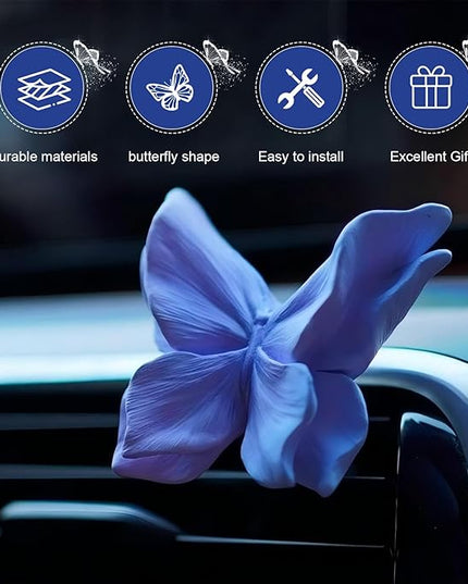 Car Air Freshener Vent Clips, Cute Butterfly Air Vent Clips, Dreamy and Adorable Car Butterfly Air Conditioning Vent Clip, Car Interior Decor Diffuser Stone for Women (Purple)