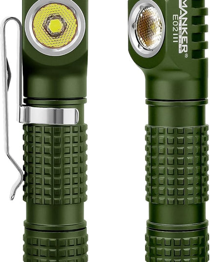 Manker E02 III Everyday-Carry Flashlight, USB-C Rechargeable 10440 / AAA Flashlight, Pocket EDC Flashlight with Magnetic Tail, Reversible Clip (560 Lumens 6500K Cool White, Army Green)
