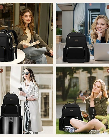 LOVEVOOK Laptop Backpack for Women with Pouch Pocket for Large Capacity Cup,18 Inch Laptop Computer Bag Travel Backpack Purse,Waterproof Work Business Backpack College Teacher Bags,Grayish Purple