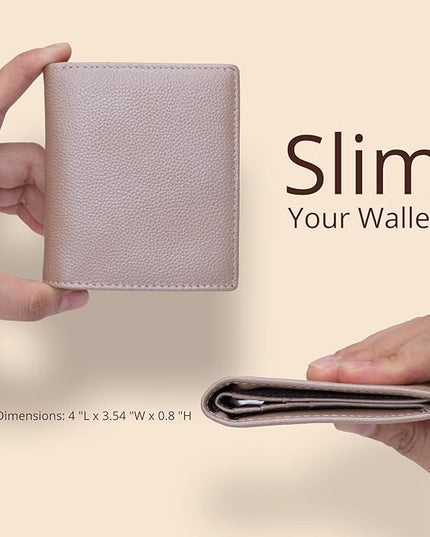 Bveyzi Ultra Slim Small RFID Wallet for Women, Leather Tiny Thin Bifold Pocket Ladies Wallet