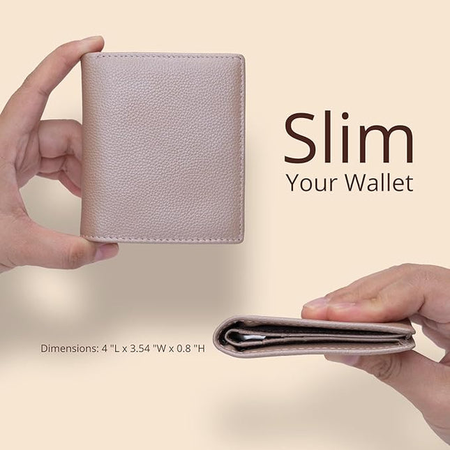 Bveyzi Ultra Slim Small RFID Wallet for Women, Leather Tiny Thin Bifold Pocket Ladies Wallet
