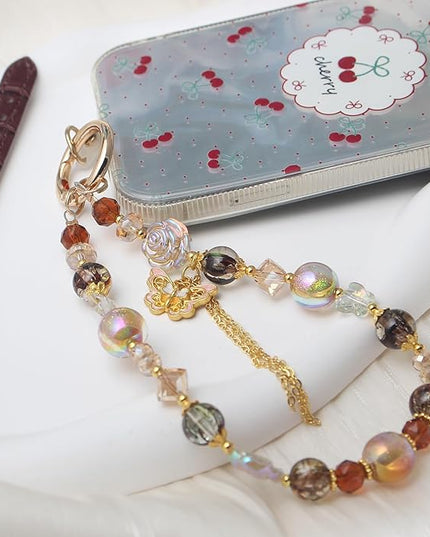 Beaded Phone Wrist Strap,Crystal Keychain Wristlet,Camera Strap Wrist,Cute Phone Chain Wristlet Purse Bag Charms