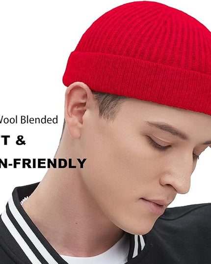 Fisherman Beanie Hats for Men Women,Wool Knit Trawler Skull Cap,Watch Cap,Spring Fall Winter Warm Short Hats