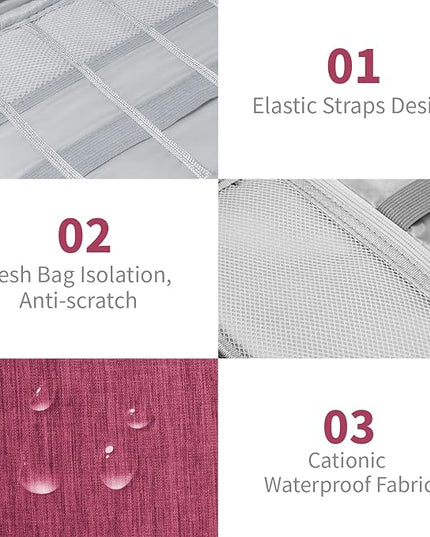 Electronics Travel Organizer,Portable Waterproof Electronic Travel Storage Bag for Small Charging Cord Storage,Charger,Small Electronics,SD Card etc,for Travel,Business -Wine Red