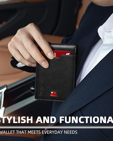 Zitahli Mens-Wallet-Slim-Leather-RFID Blocking Wallet for Men Minimalist Bifold Credit Card Holder with Gift Box