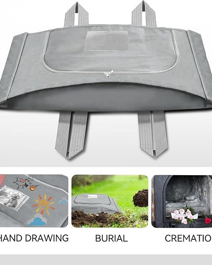 Pet Burial Bag for Dogs, Cats, Large Pets up to 80lb - Pet Caskets or Burial Boxes Alternative, Eco-Conscious Pet Body Bag with Handle & Custom Memorial Surface (Gray, L)