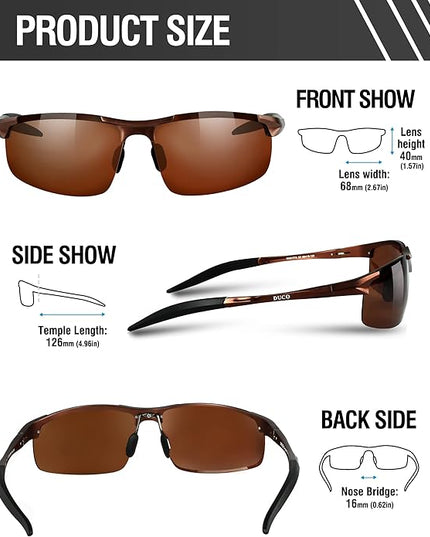 DUCO Mens Sports Polarized Sunglasses UV Protection Sunglasses for Men 8177s