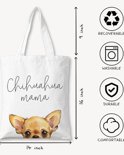 Dog Mama Canvas Tote Bag for Women, Dogs Lover Gift for Dog Mom, Birthday Christmas Cute Rottweiler Gifts For Women.