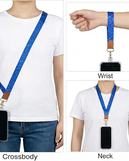 GEHUY IPhone Lanyard Crossbody with Wrist Strap, Adjustable Starry Sky Neck & Wrist Lanyard for Keys, ID Cards, Phone Case Accessories – Universal Cute Set for Women & Girls