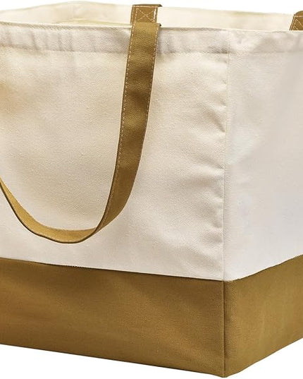 Canvas Reusable Grocery Bags Heavy Duty, 8.3 gal Foldable Large Tote Bag with Handles, Holds 60 lbs Canvas Shopping Bags, 1 Pack
