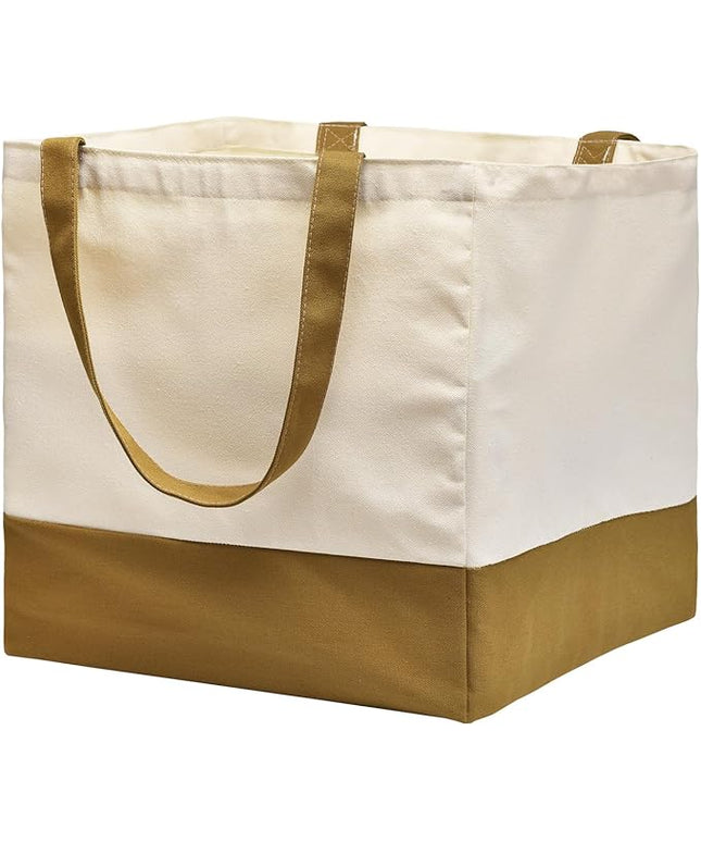 Canvas Reusable Grocery Bags Heavy Duty, 8.3 gal Foldable Large Tote Bag with Handles, Holds 60 lbs Canvas Shopping Bags, 1 Pack