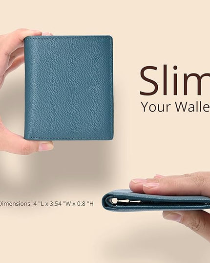 Bveyzi Ultra Slim Small RFID Wallet for Women, Leather Tiny Thin Bifold Pocket Ladies Wallet