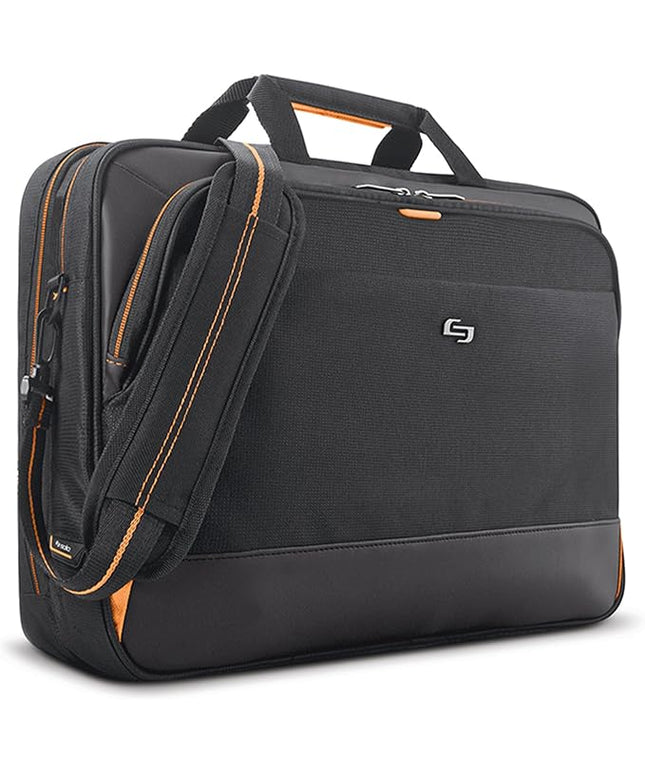 Solo New York Briefcase - Laptop Carrying Bag for Women & Men, Brief for Travel & Work, Internal Tablet Pocket, Adjustable Shoulder Strap, Fits 17.3" Computer - Focus, Black