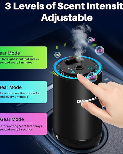 Smart Car Air Freshener Diffuser with Starry Sky Projection and 50ml Perfume, Auto On/Off Intelligent, 3 Adjustable Spray Modes Rechargeable Car Aroma Diffuser, Cologne