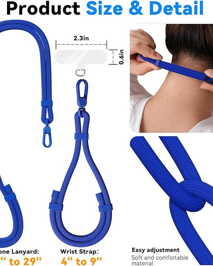 4 Pack Phone Lanyard & Wrist Strap, Cell Phone Lanyard for Around The Neck Adjustable Phone Strap for Most Smartphones