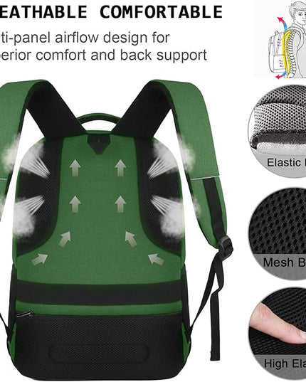 Laptop Backpack,Business Travel Anti Theft Slim Durable Laptops Backpack with USB Charging Port,Water Resistant College Computer Bag for Women & Men Fits 15.6 Inch Laptop and Notebook-Green