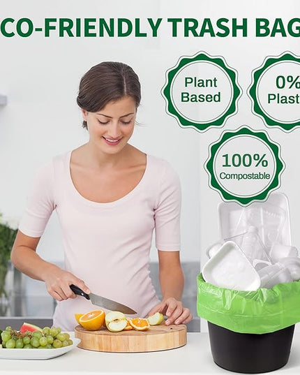 5 Gallon Trash Bags Compostable Compost Small Garbage Bag Extra Thick 0.78 Mil for Kitchen Bathroom BPI Certified 45 Counts, Green
