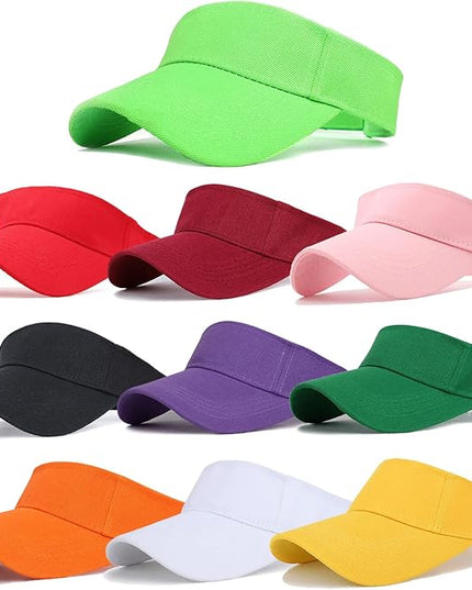 10 Pack Men Women Sun Visor Adjustable UV Protection Blank Sun Visor Hats Caps for Beach Pool Golf Tennis Sports