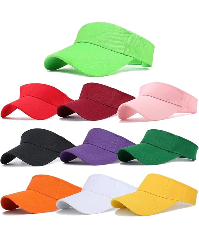 10 Pack Men Women Sun Visor Adjustable UV Protection Blank Sun Visor Hats Caps for Beach Pool Golf Tennis Sports