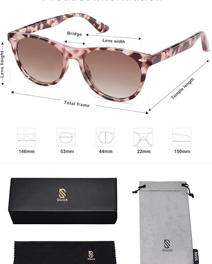 SOJOS Classic Polarized Sunglasses for Women Men Small UV400 Lenses SJ2076