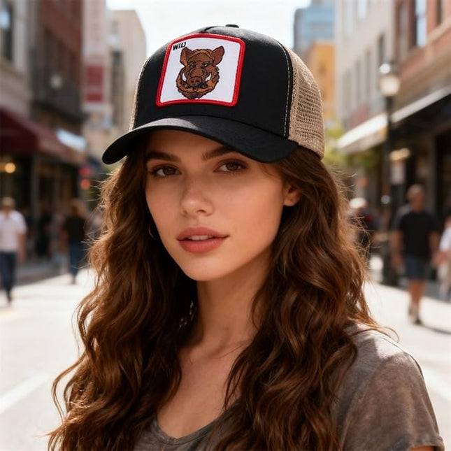 Classic Unisex Various Animal Series Embroidery Farm Adjustable Mesh Snapback Trucker Hat