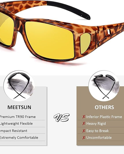 MEETSUN Fit Over Glasses Sunglasses for Men Women,Wrap Around Sunglasses Polarized UV400 Protection
