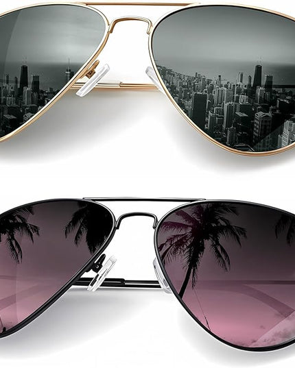 KALIYADI Classic Aviator Sunglasses for Men Women Driving Sun glasses Polarized Lens UV Blocking