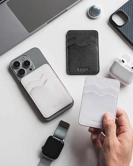 VULKIT 2 Pack Stick on Card Holder Compatible for iphone Leather Cell Phone Wallet Credit Card Case Strong Sticker for Women,Black