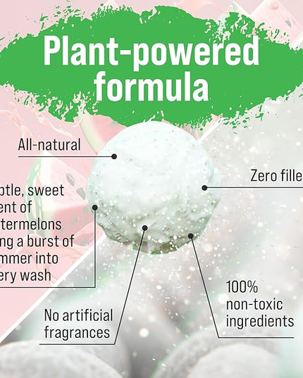 Rockin' Green Hard Rock Laundry Detergent for Hard Water (90 Loads), Plant based, Natural Laundry Detergent Powder, Biodegradable Odor Fighter, Safe for Sensitive Skin, 45 oz (Smashing Watermelons)