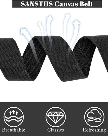 SANSTHS Canvas Belt with Double Ring Buckle, Fabric Web Belt for Women Men Double Ring for Outdoor & Casual Wear