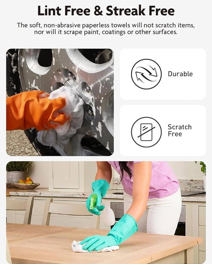 Fantasticlean Microfiber Cleaning Cloth Roll -40 Pack, Tear Away Microfiber Towels, 12" x 12", Reusable, Washable, Scratch Free, Ultra Absorbent Dishcloth for All-Around Cleaning Supplies (White)