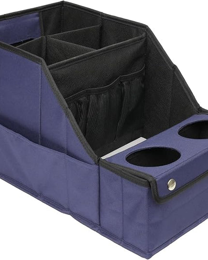 MULISOFT Car Seat Organizer, Backseat Car Organizer with 11 Storages Compartments and 2 Cup Holders, Blue