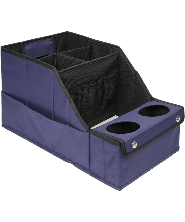 MULISOFT Car Seat Organizer, Backseat Car Organizer with 11 Storages Compartments and 2 Cup Holders, Blue