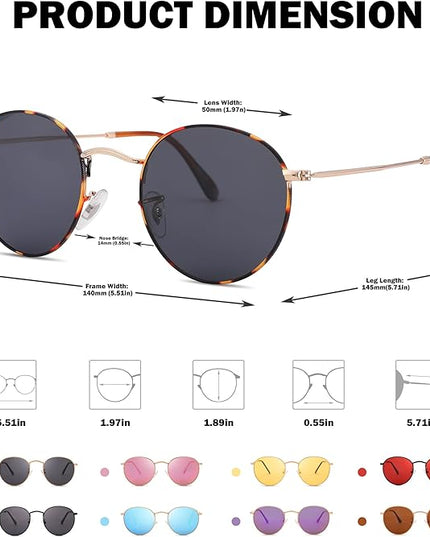 Pro Acme Small Round Metal Polarized Sunglasses for Women Retro Designer Style