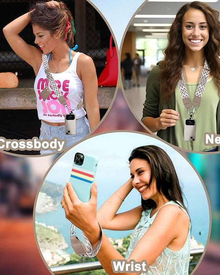 XANGNIER Clip and Go Strap for Phone with Wallet Crossbody, Phone Strap with Zippered Wallet, Adjustable Anti Theft Cellphone Lanyard for Women, Cellphone Chain Accessories,Multicolor 21