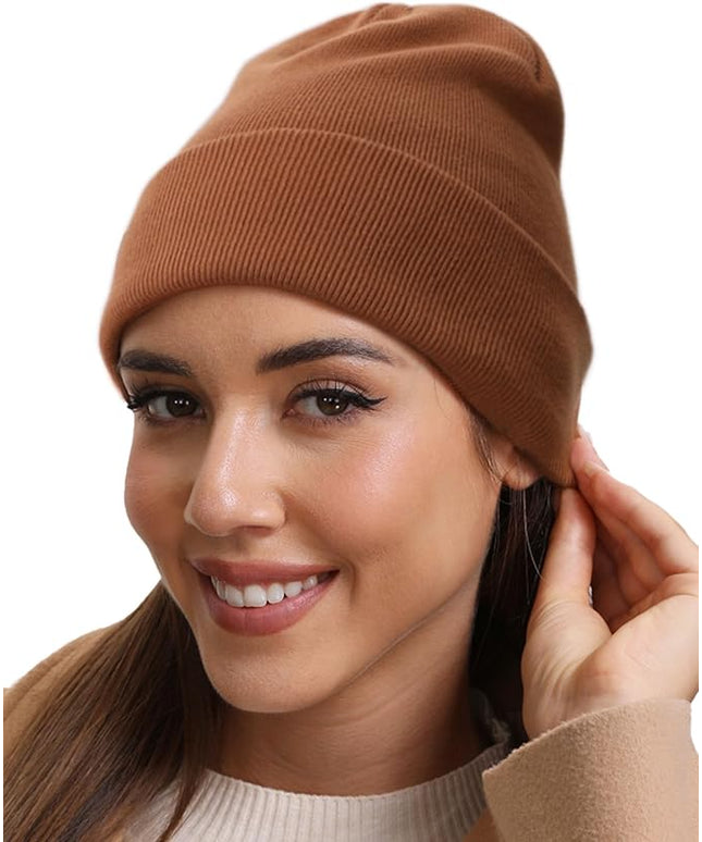 100% Cotton Beanie Hat- Unisex Ultra Soft Winter Warm Stretch Knit Cuffed Hats Fisherman Beanies Skull Cap