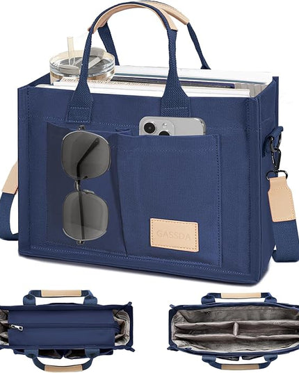 Canvas Tote Bag for Women Crossbody Work Purse with Pockets Top Handle Handbag Satchel Bags for Travel Nurse Teacher