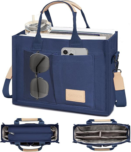 Canvas Tote Bag for Women Crossbody Work Purse with Pockets Top Handle Handbag Satchel Bags for Travel Nurse Teacher