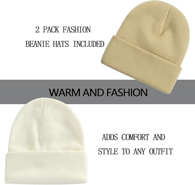 ZOORON 1&2 Pack Beanie for Men Women Slouchy Beanie Hats Winter Knit Caps Soft Ski Hat Unisex
