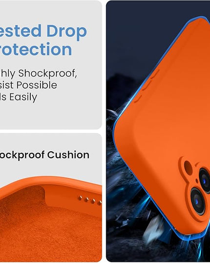 FireNova Designed for iPhone 16 Case, Silicone Upgraded [Camera Protection] Phone Case with [2 Screen Protectors], Soft Anti-Scratch Microfiber Lining Inside, 6.1 inch, Neon Orange