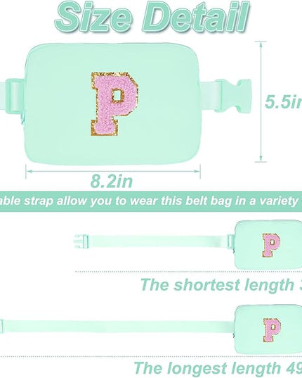 Uygafly Belt Bag Fanny Pack Crossbody Bags with Initials Letter Patch Cute Stuff Birthday Gifts for Teenager Girls Trendy Stuff for Teens | Light Green,P