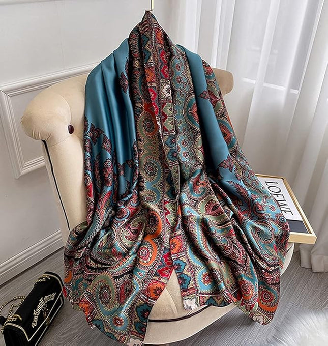 Fashion Scarves Scarf 100% Silk Feeling Scarf Silk Like Scarves Long Lightweight Sunscreen Shawls for Women