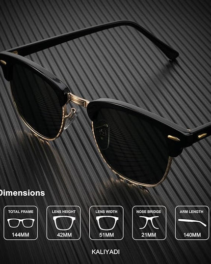 KALIYADI Polarized Sunglasses for Men and Women Semi-Rimless Frame Driving Sun glasses UV Blocking