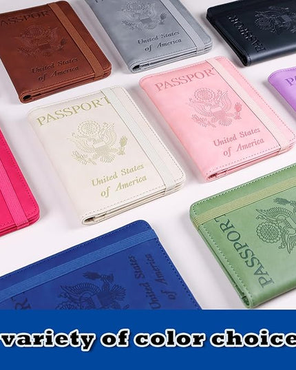 Melsbrinna Rfid Passport Holder for Travel women/Men, Cute Passport Wallet Rfid Blocking Card Slots, Rfid Passport Cover/CaseTravel Wallet, Passport Book Holder (1, Blue5)