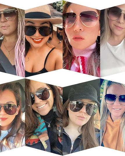 Trendy Oversized Aviator Sunglasses Womens, Retro Cute Big Shades Women's Fashion Sun Glasses UV Protection VF2203