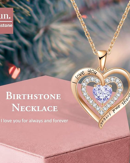 REDBEE Necklaces for Women Birthstone Heart Necklace Jewelry for Wife Girlfriend Woman Necklace