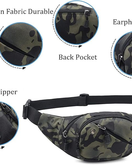 DAITET Crossbody Fanny Pack for Men&Women,Large Waist Bag & Hip Bum Bag with Adjustable Strap for Outdoors Workout Traveling Casual Running Hiking Cycling