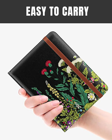 Rimilak Passport Holder, RFID Blocking Passport Cover Wallet Travel Essentials, Leather Travel Air Ticket Documents Organizer Protector for Women and Men, Daisy Flowers