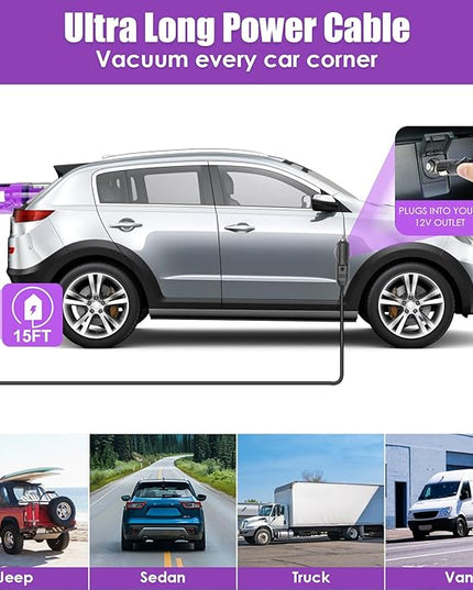 Viewsun 17PCS Car Cleaning Kit, Purple Car Interior Detailing Kit with High Power Handheld Vacuum, Detailing Brush Set, Windshield Cleaner, Cleaning Gel, Complete Auto Accessories for Women Gift