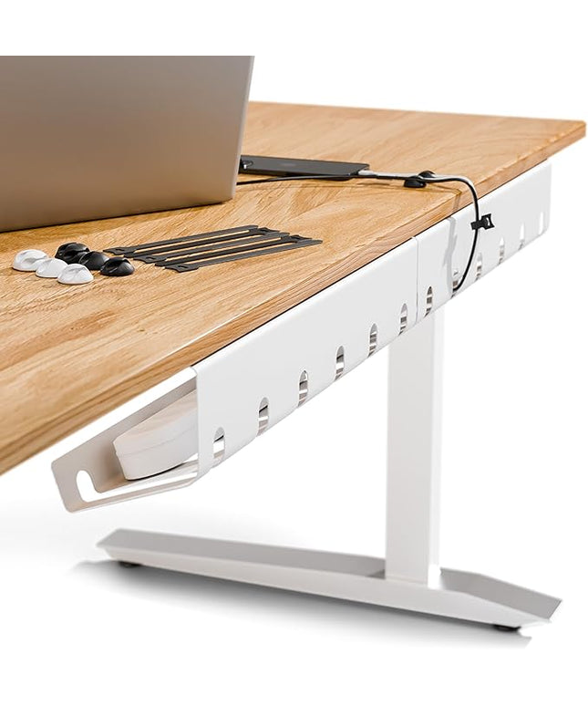 PAMO Cable Management Under Desk for Easy mounting Under-Table I Set of 3 - with 10X Cable Ties I Desk Organizer for Office/Home Office Table Thoughtful Cable Tray Holder
